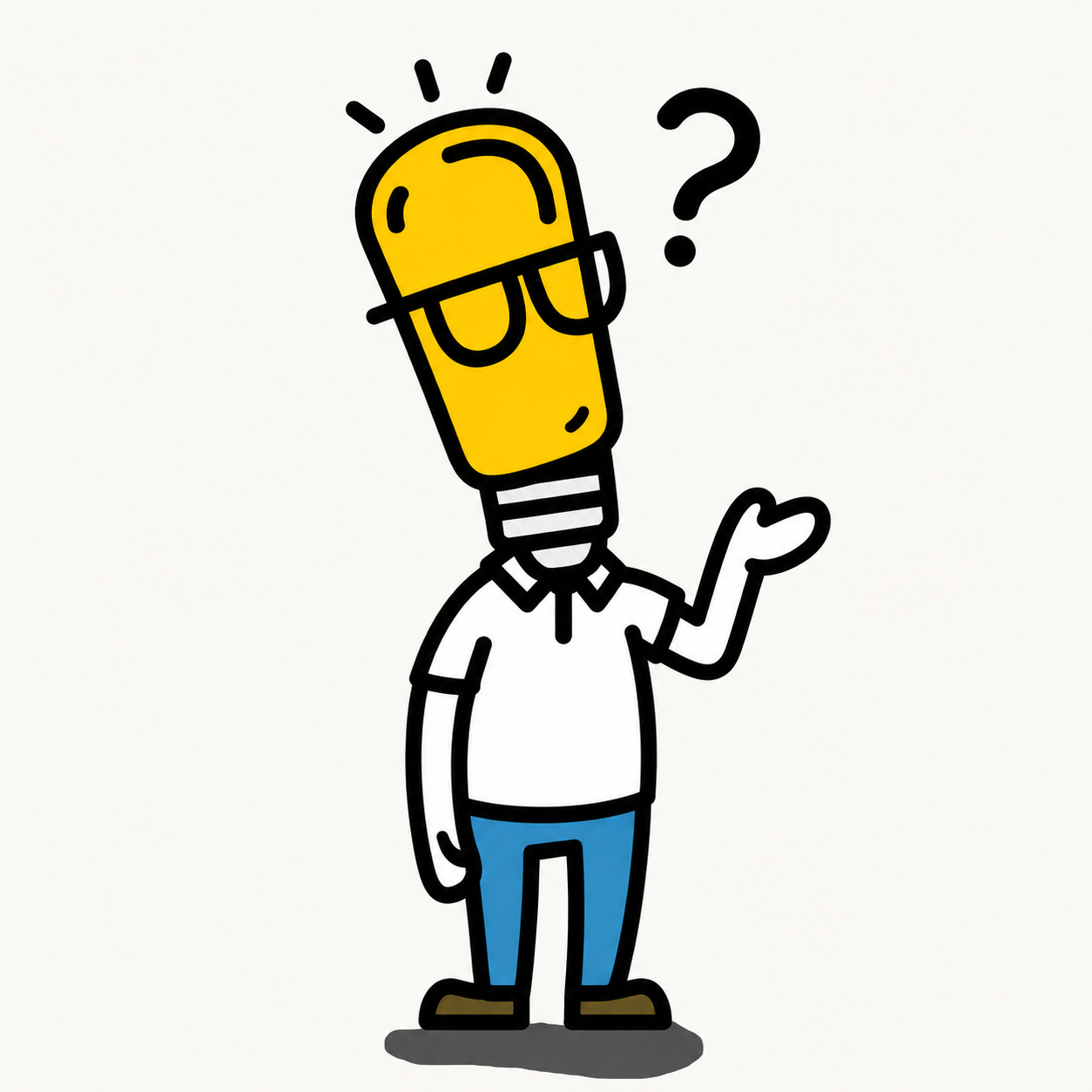 Cartoon of a person looking puzzled with a question mark overhead