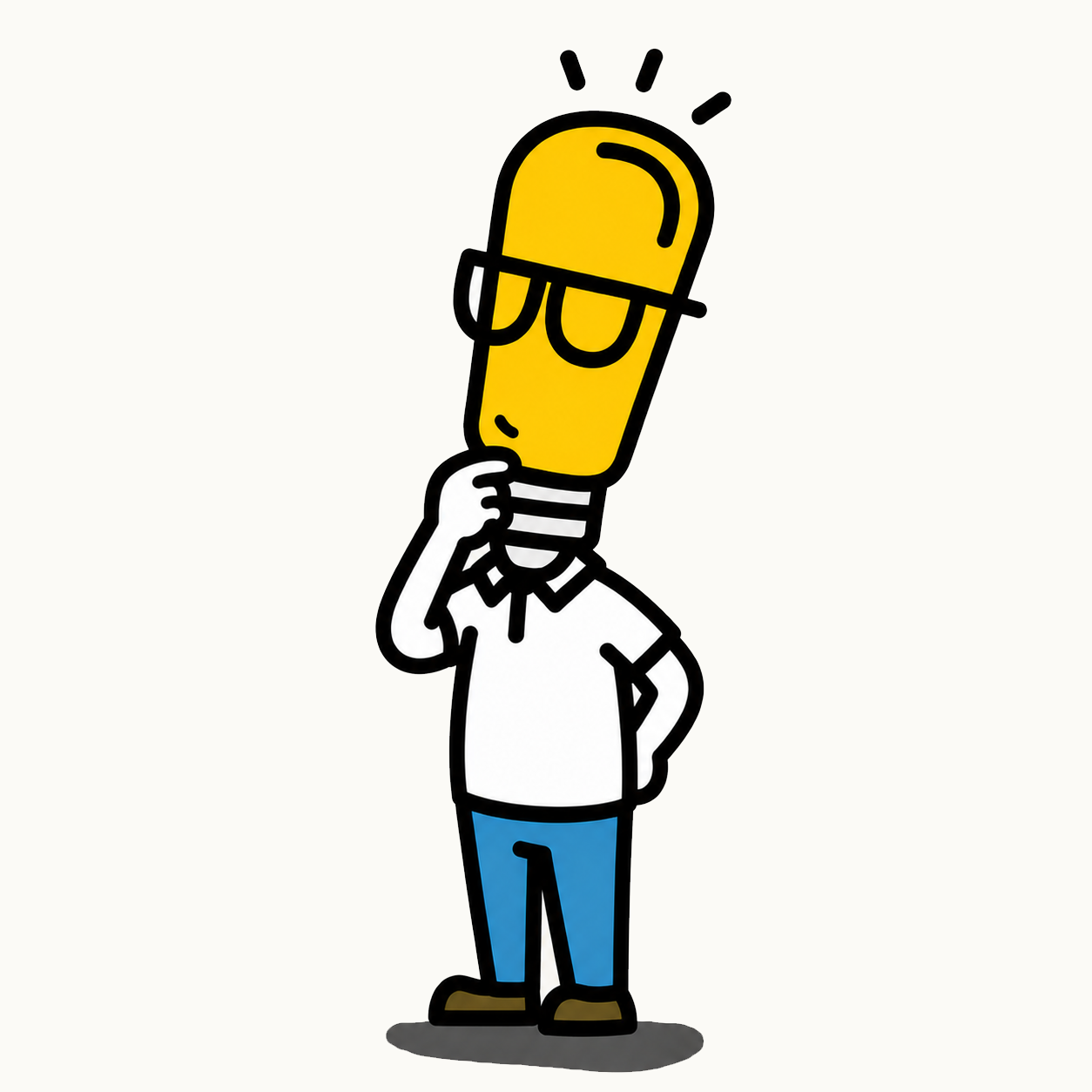Cartoon of a person thinking hard about a business problem